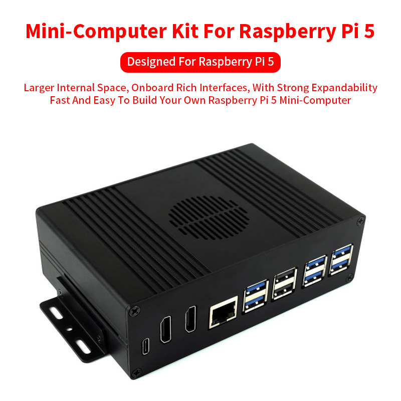 Raspberry Pi 5 8Gb Kit - RaspberryPi 5-オールインワンミニコンピュータ,4チャンネル,USB 3.2,第1世代ポート,モジュールボックス,アルミニウム合金ケース